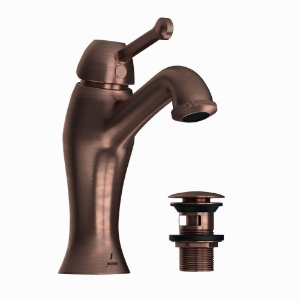 Picture of Single lever basin mixer with click clack waste - Antique Copper