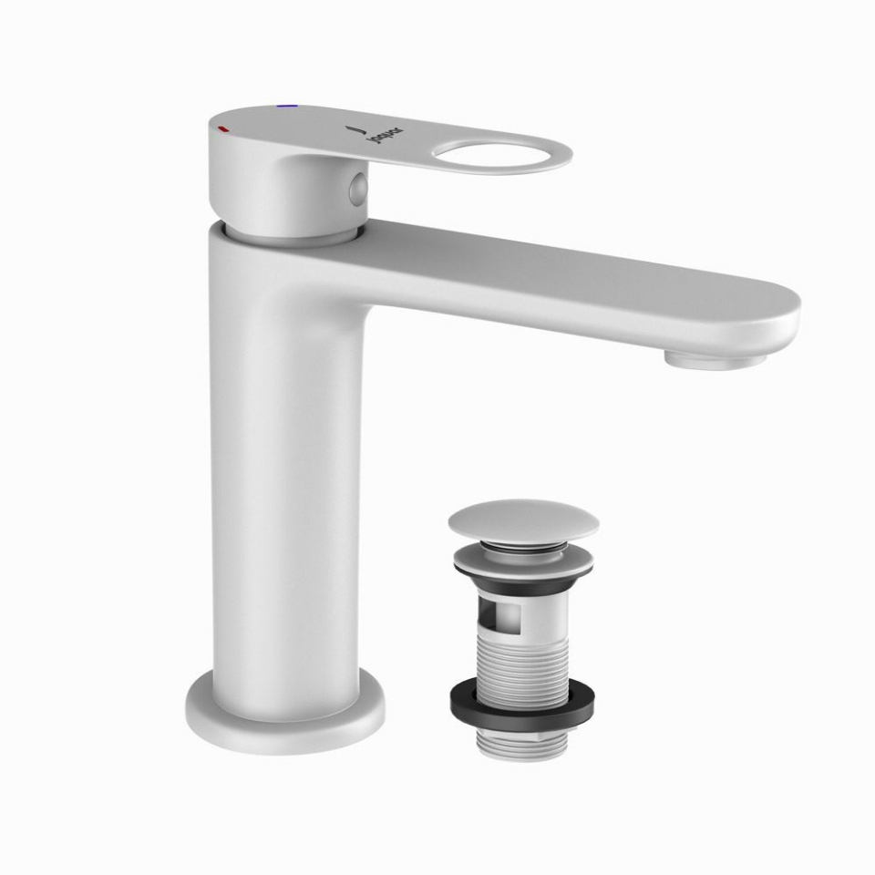 Picture of Single Lever Basin Mixer with click clack waste - White Matt