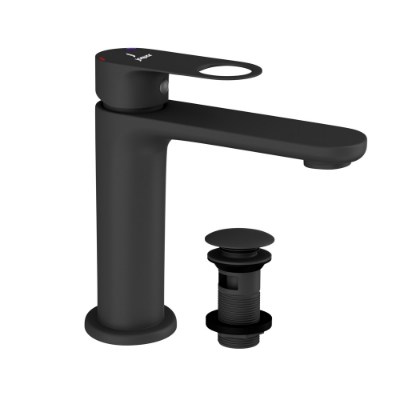 Picture of Single Lever Basin Mixer with click clack waste - Black Matt