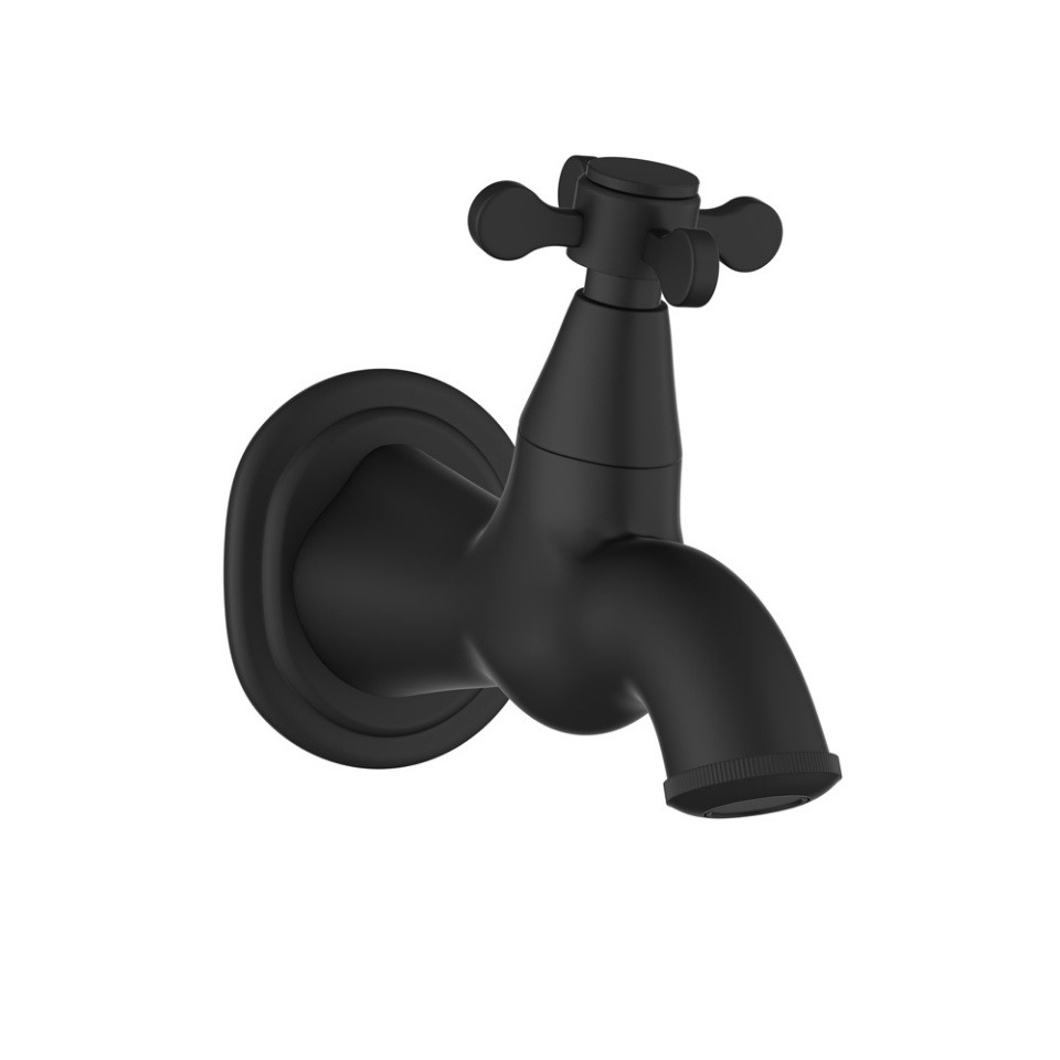 Picture of Bib Tap with Wall Flange - Black Matt