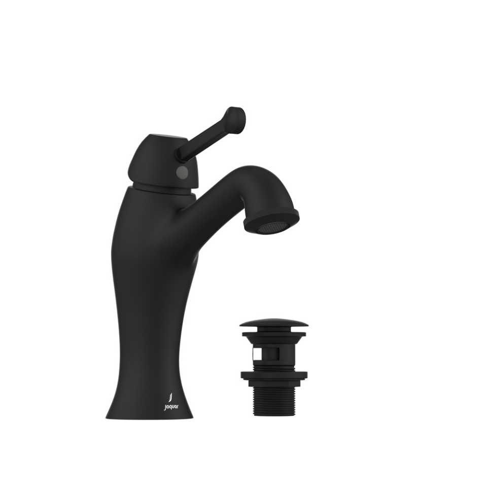 Picture of Single lever basin mixer with click clack waste - Black Matt