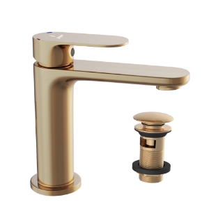 Picture of Single Lever Basin Mixer with click clack waste - Auric Gold