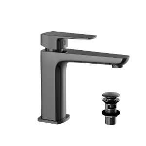 Picture of Single Lever Basin Mixer with click clack waste - Black Chrome