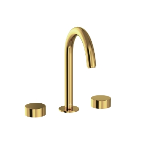 Picture of 3-Hole Basin Mixer with Pipe Spout - Gold Bright PVD