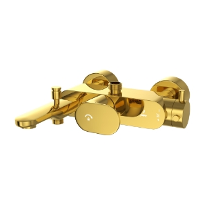 Picture of Exposed Thermostatic Bath & Shower Mixer 3-in-1 System - Gold Bright PVD