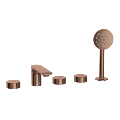 Picture of ก๊อกผสมอ่างอาบน้ำและฝักบัว 5 หลุม - สีทองแดง พีวีดี