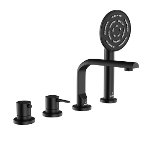 Picture of ก๊อกผสมอ่างอาบน้ำและฝักบัวแบบควบคุมอุณหภูมิอัตโนมัติชนิด 4 รู (ติดตั้งบนขอบอ่าง) - สีดำด้าน