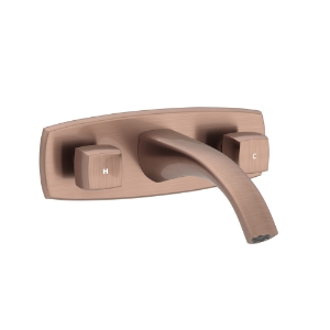 Picture of ก๊อกผสมอ่างล้างหน้า 3 หลุม ติดผนัง - สีทองแดงโบราณ