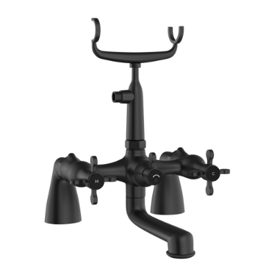 Picture of Bath & Shower Mixer with Telephone Shower Crutch - Black Matt