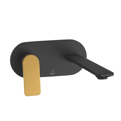 Picture of ชุดชิ้นส่วนภายนอกของวาล์วแมนนวลฝังผนังแบบก้านเดี่ยว (วาล์วอยู่ทางด้านซ้าย) - ก้าน: สีทองด้านเคลือบ PVD | ตัวฐาน: สีดำด้าน