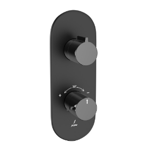 Picture of Aquamax Thermostatic Shower Mixer- Lever: Black Chrome | Body: Black Matt